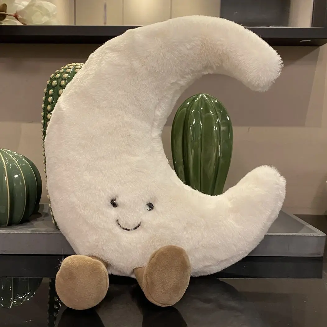 Adorabile Smile Face White Moon Yellow Sun Plushie farcito Cute Cartoon Weather peluche per Kid Bedroom Decor divano Throw Pillow