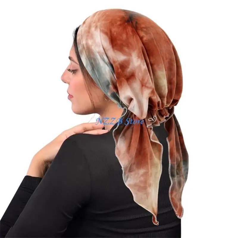 

T21F Hand Dyed Cap Two Adjustable Straps Hair Cover Hat Casual Fashion