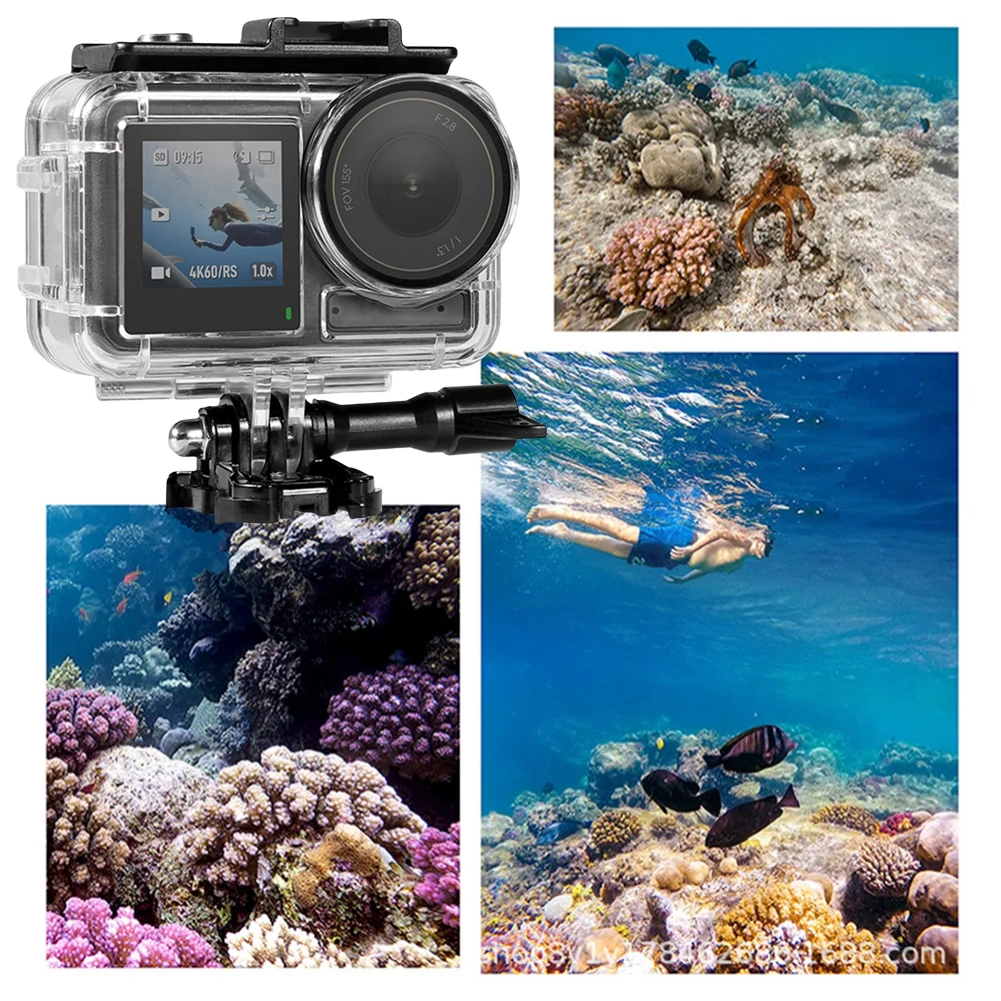 60M/196FT Waterproof Case Diving Housing Case Anti-Fog Sports Camera Dive Case for DJI Osmo Action 5 Pro/4/3 Camera Accessories