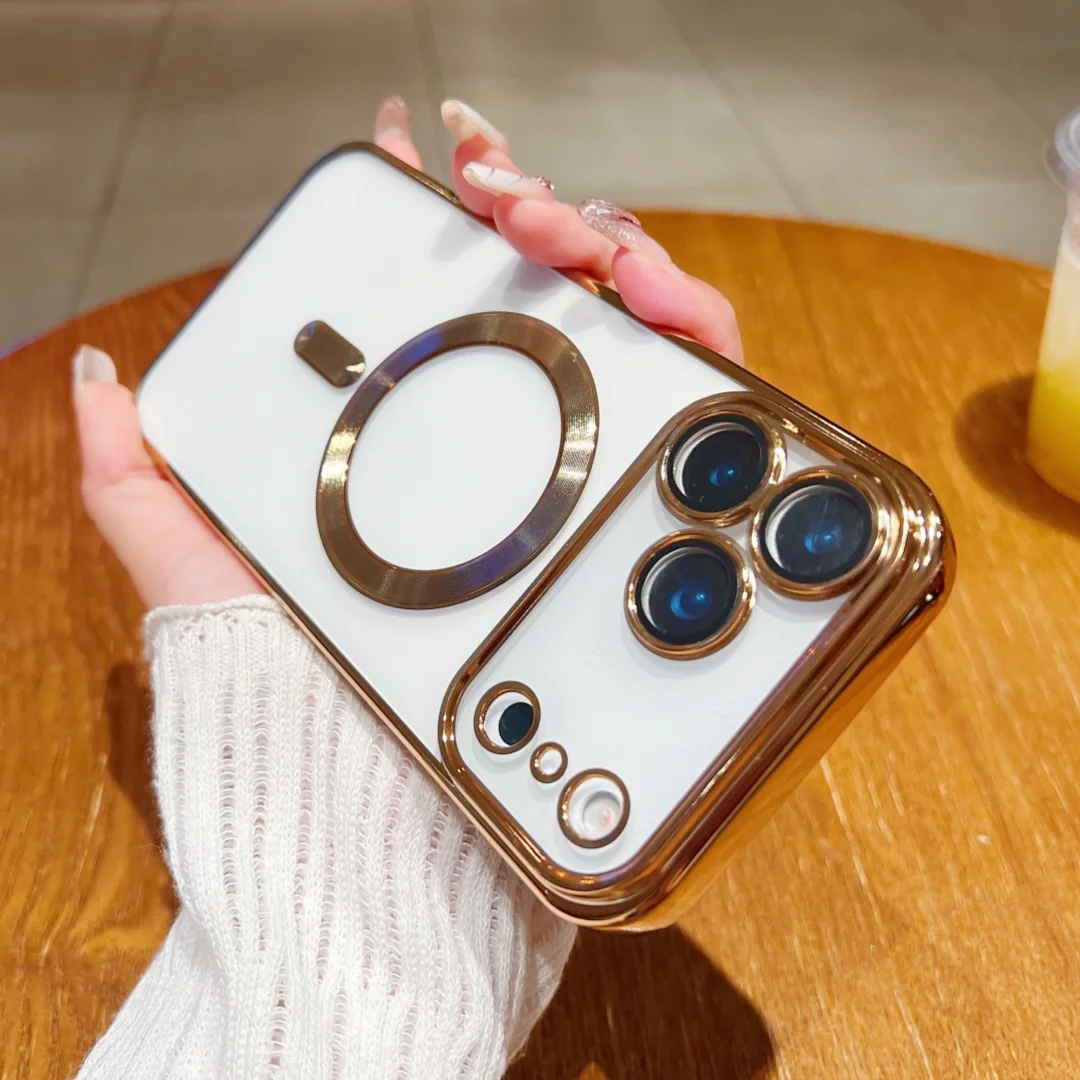 

Роскошный прозрачный магнитный чехол для беспроводной зарядки Magsafe для iPhone 17, Air 16, 15, 14 Plus, 11, 12, 13 Pro Max, защитный чехол