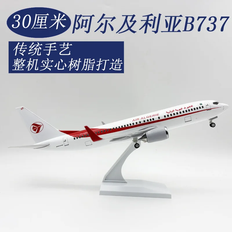 30cm Plane Model B737 Algeria Airways Airplane Scale 1:250 Diecast Aircraft Resin Model Kit Replica Aviation Display Gift W Base