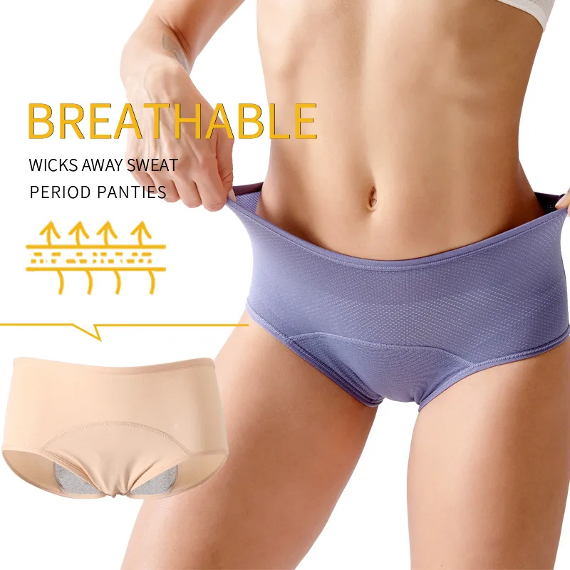 3Pcs/Set L-8XL Antibacterial Physiological Pants Menstrual Panties Leakproof Women Underwear Breathable Mesh Menstruation Briefs