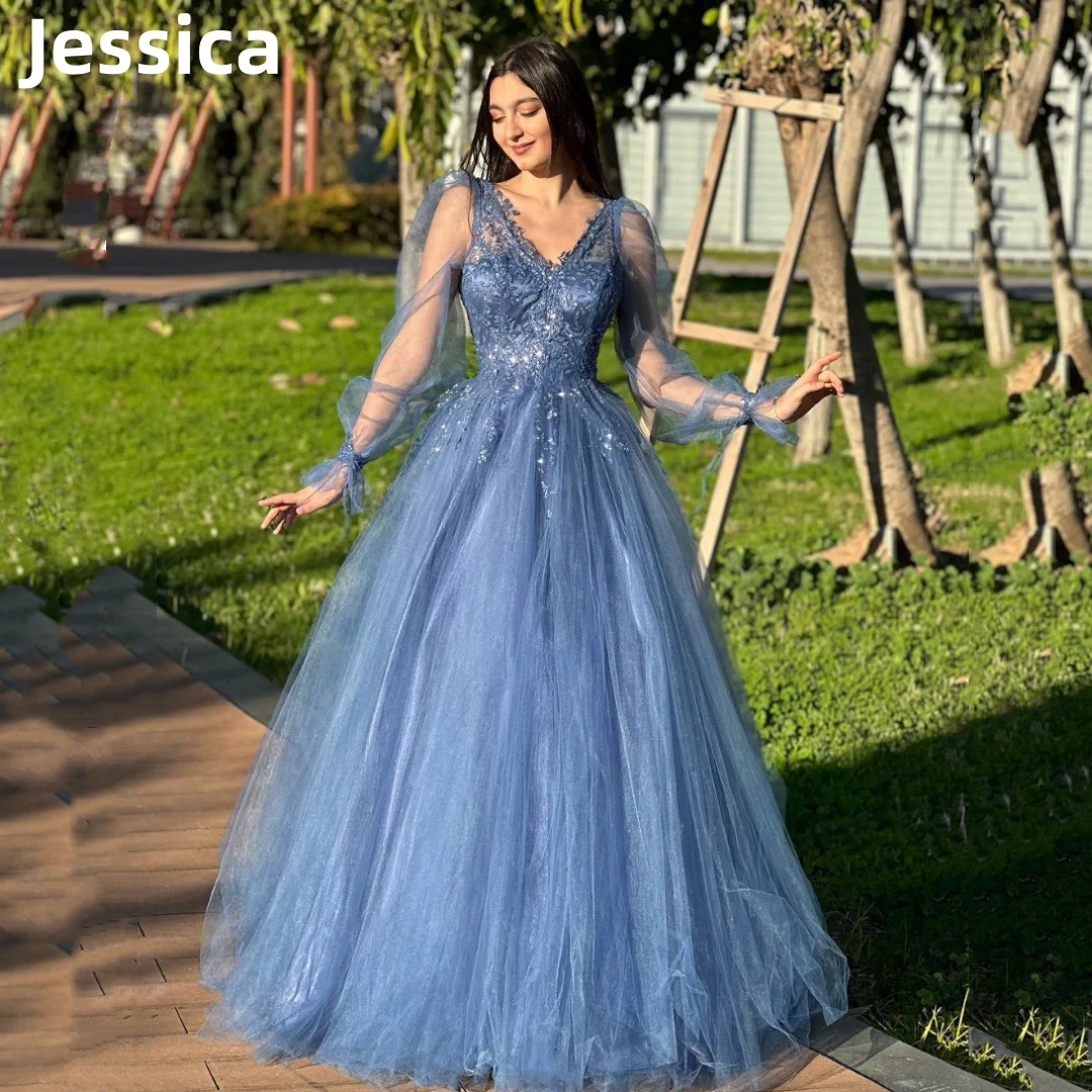 Jessica Glitter Sequin Tulle Prom Dresses Fairy A-line Graduate Evening Dresses Women\'s Wedding Party Dresses 2024Wedding Dress