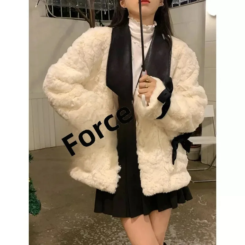 French Style Thickened Lamb Fur Coat Women's Autumn Winter Outerwear Classic Stand Collar Special Design High Quality Cotton Jac