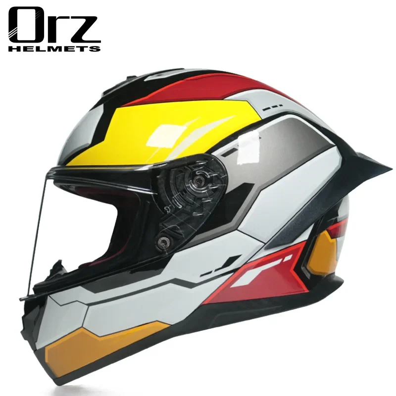 Orz-Casque de moto pour homme et femme, personnalité, quatre saisons, grande aile arrière, Bluetooth, DOT, été