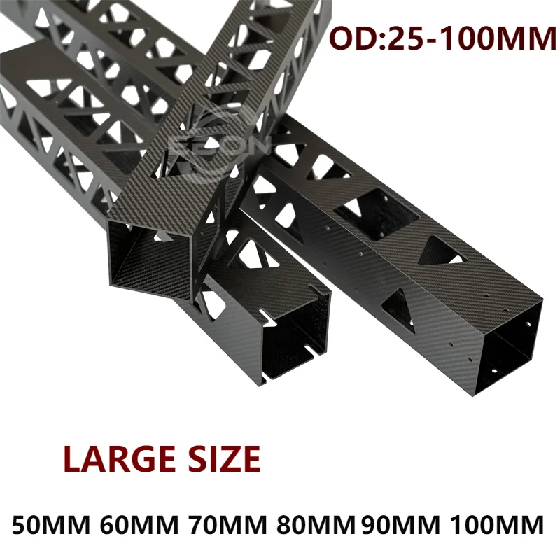 EBON 25mm 30mm 35mm 40mm 45mm 50mm 55mm 60mm 65mm 75mm 80mm 85mm 90mm 95mm 100mm Large size carbon fiber square tube