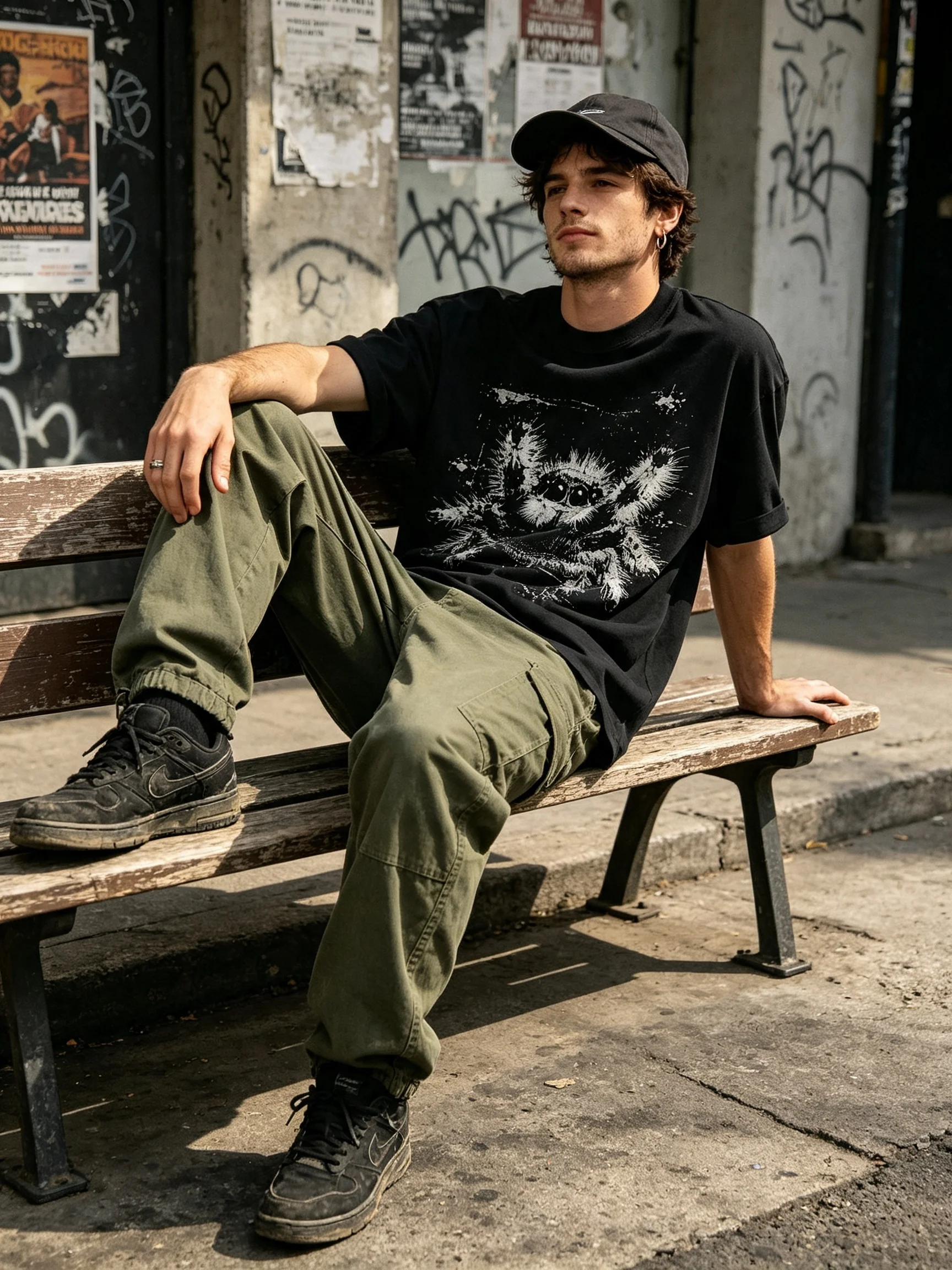 Men's Summer T-shirt Jumping Spider Graphic Print Crew Neck Short Sleeve Loose Fit Punk Street Casual Daily Fashion Unisex Tops