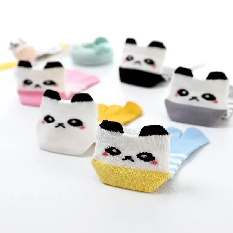 Korean Mesh Cotton Korean Japanese Style Cartoon Cute Five Finger Socks Kids Boys Girls Children Breathable Five Toe Root Socks