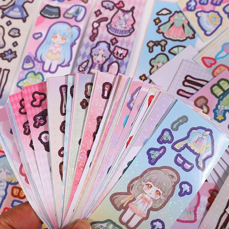 

100/200 шт., милые наклейки для девочек, кавайные мультяшные лазерные наклейки для детей, наклейка, пластина, сделай сам, украшение для студентов кампуса, канцелярские принадлежности