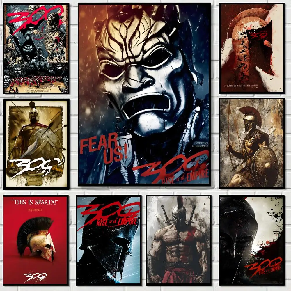 Sparta 300 Warrior Movie Poster Self-adhesive Decal Living Room Bedroom Party Bar Decor Moisture-proof Fade-resistant