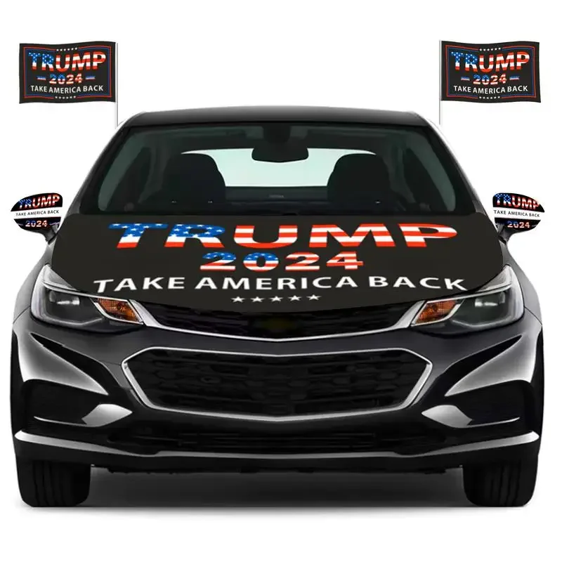 

Автомобильный флаг Trump 2024, накладка на зеркало автомобиля и набор для украшения капота автомобиля, знаки Trump Save USA для украшения праздничного мероприятия