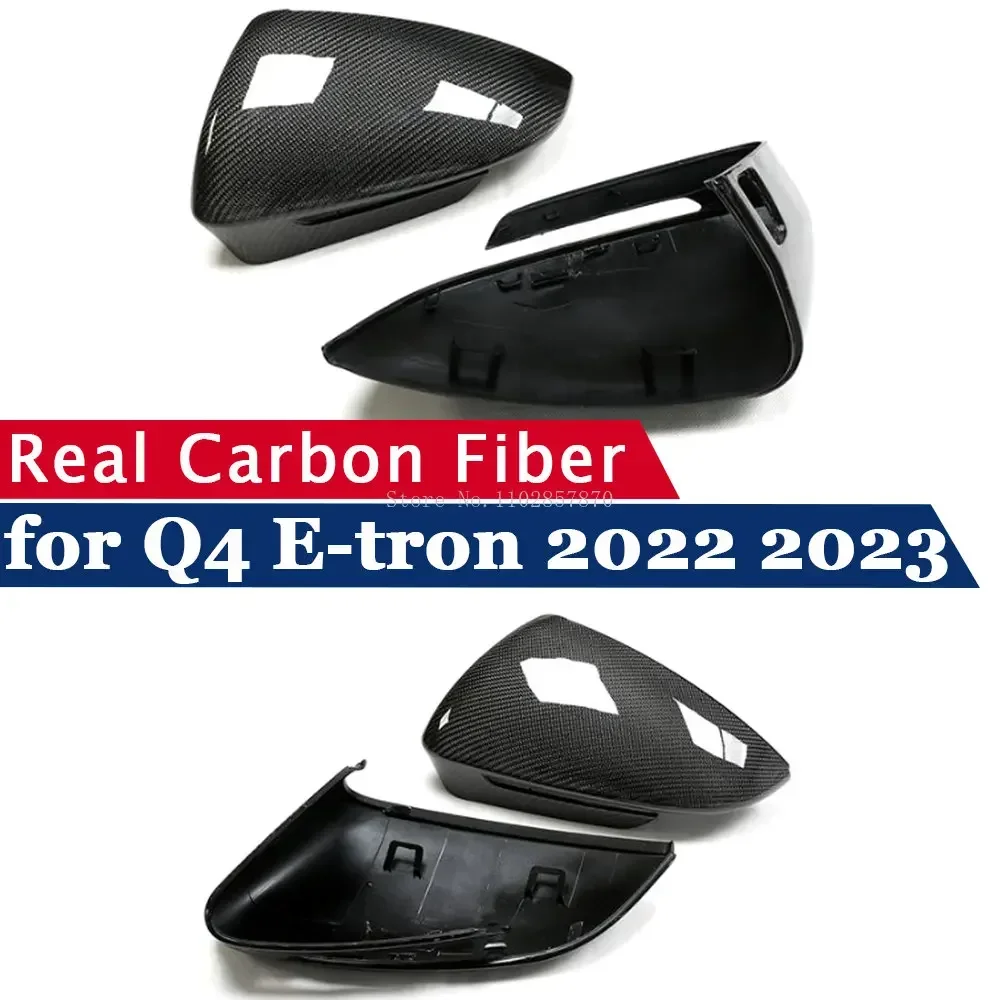 Real Carbon Fiber Rearview Mirror Cover for Audi Q4 E-tron 2022-2024 Side Mirror Shells Add on Frame Replacement Case Protector