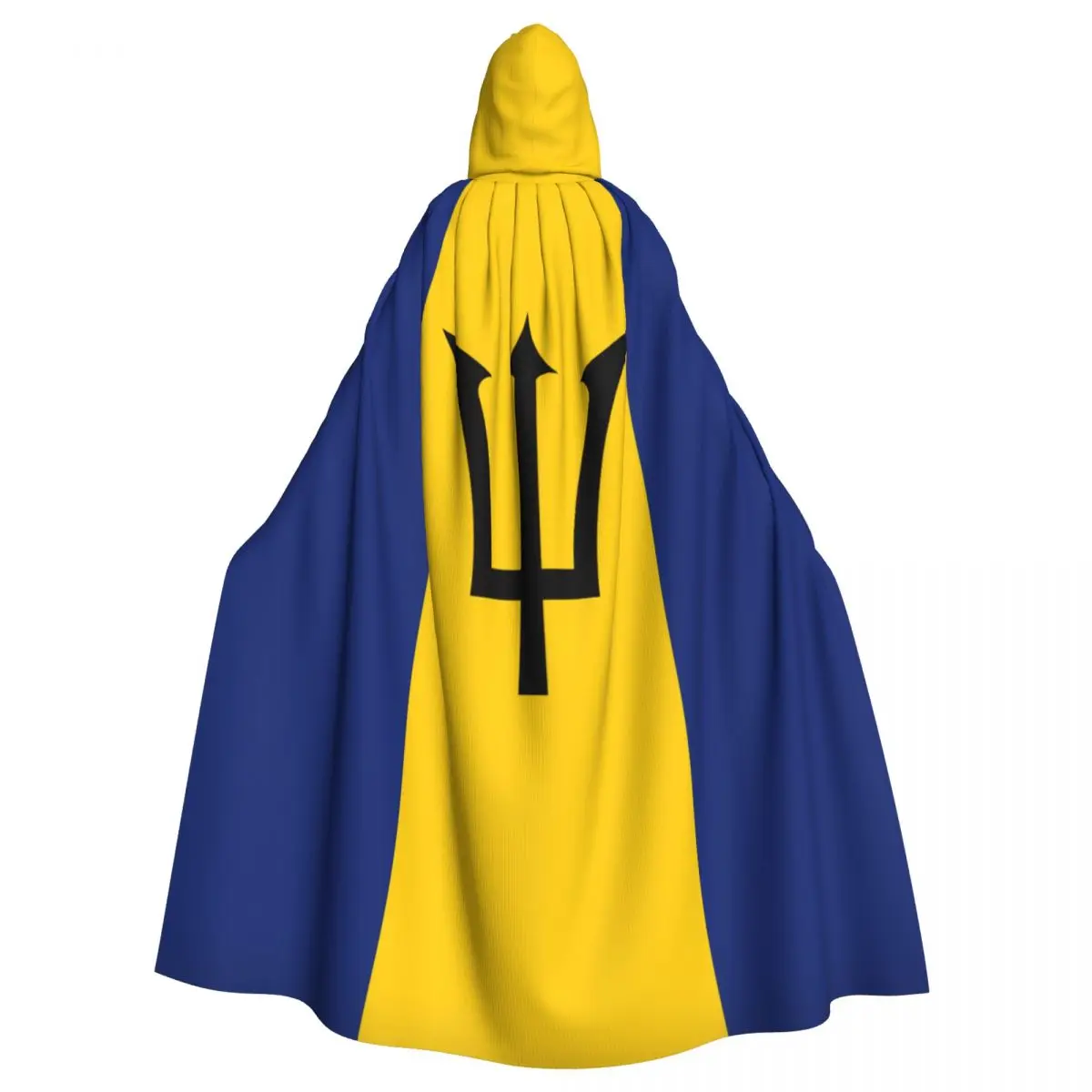 Flag Of Barbados Adult Cloak Cape Hooded Medieval Costume Witch Wicca Vampire Elf Purim Carnival Party