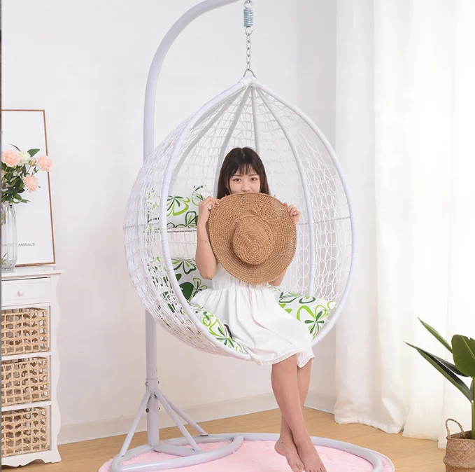 Patio Swing Outdoor Furniture Rope Chair Modern Wicker Rattan Balcony Garden Hanging Double Egg Swing Chair with Metal Bracket