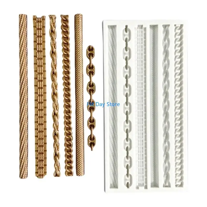 F92C Creative Pearls Chain Braided Rope Cake Decorating Molds For DIY Craft Flexible