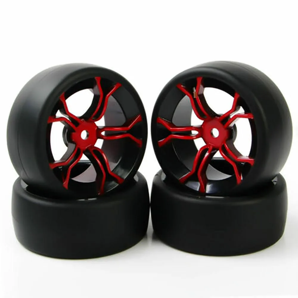 4Pcs 1:10 On Road Drift Tires Wheel Rim 12mm Hex PP0477 MPNKR For HSP HPI RC Car