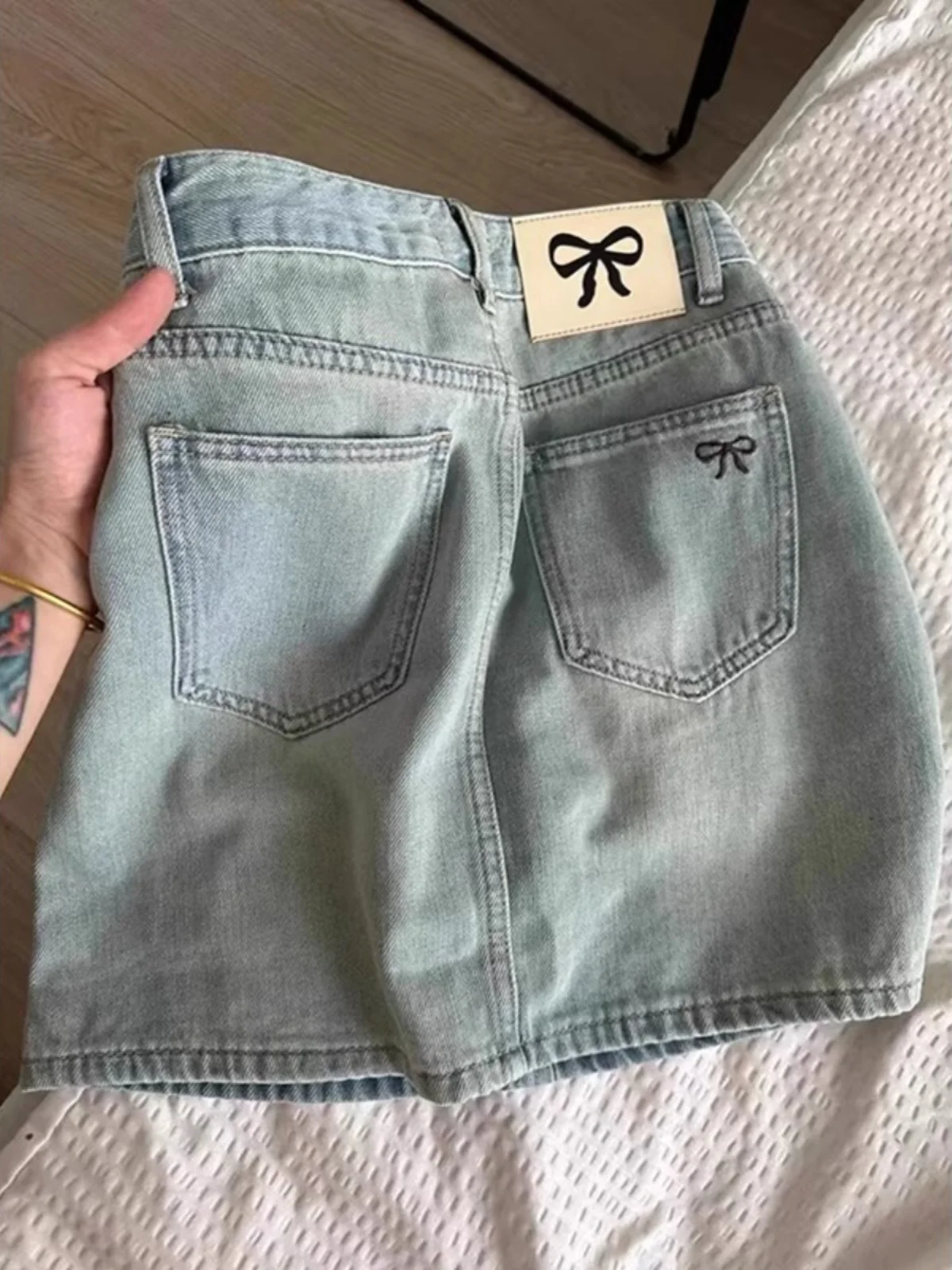 

plus Size Vintage American Denim Skirt Women's Loose Flattering High Waist Bodycon A-Line ort Skirts for Autumn