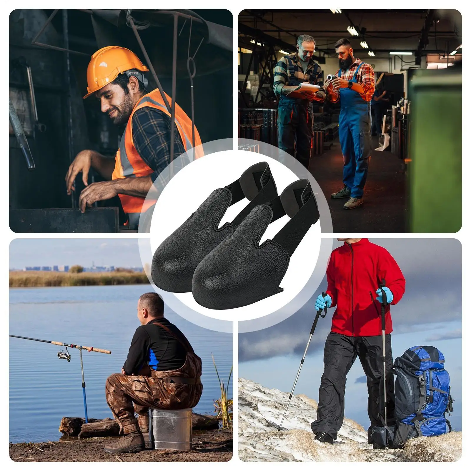 1 pair Smash-proof Labour Safety shoes covers With Elastic Straps Anti-smash Steel-toed toe Protective leather Workplace