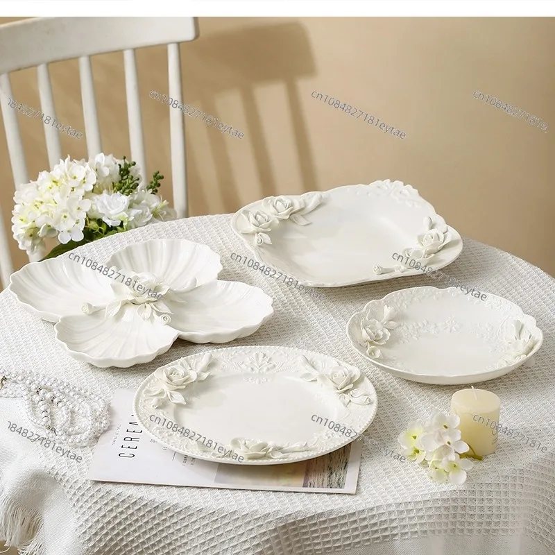 hand embossed Ceramic cake dessert setting restaurant dish