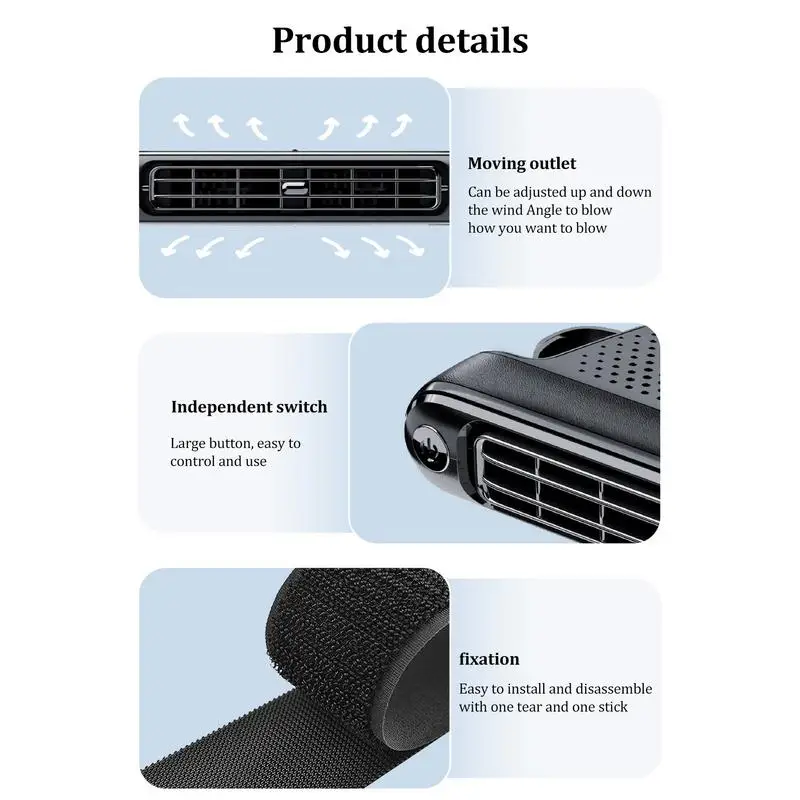 Auto Cooler Air Fan For Vehicles 3-Wind Speeds Air Cooling Device  USB Car Fan Car Cooling Fan Adjustable Interior Accessories