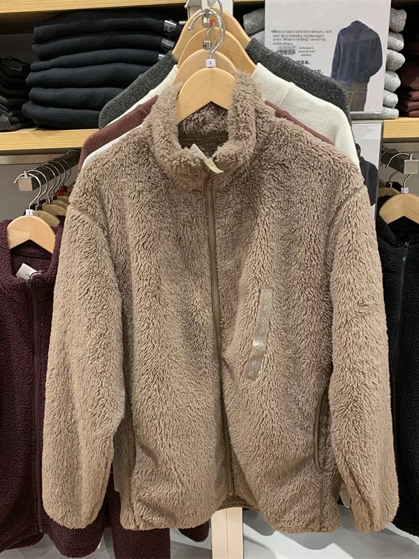 

ex Long Sve Fce Jaet Zipper Warm Outerwear Casual Versatile Stand Fit Autumn Winter Coat for Men And Women