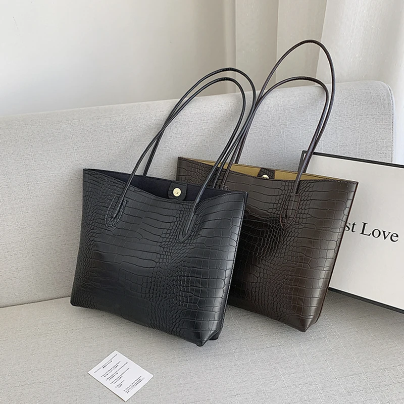 Woman Tote Bags Large Capacity Shopper Designer Handbags For Women Fashion Stone PU Leather Casual Luxury Shoulder Women's Bags