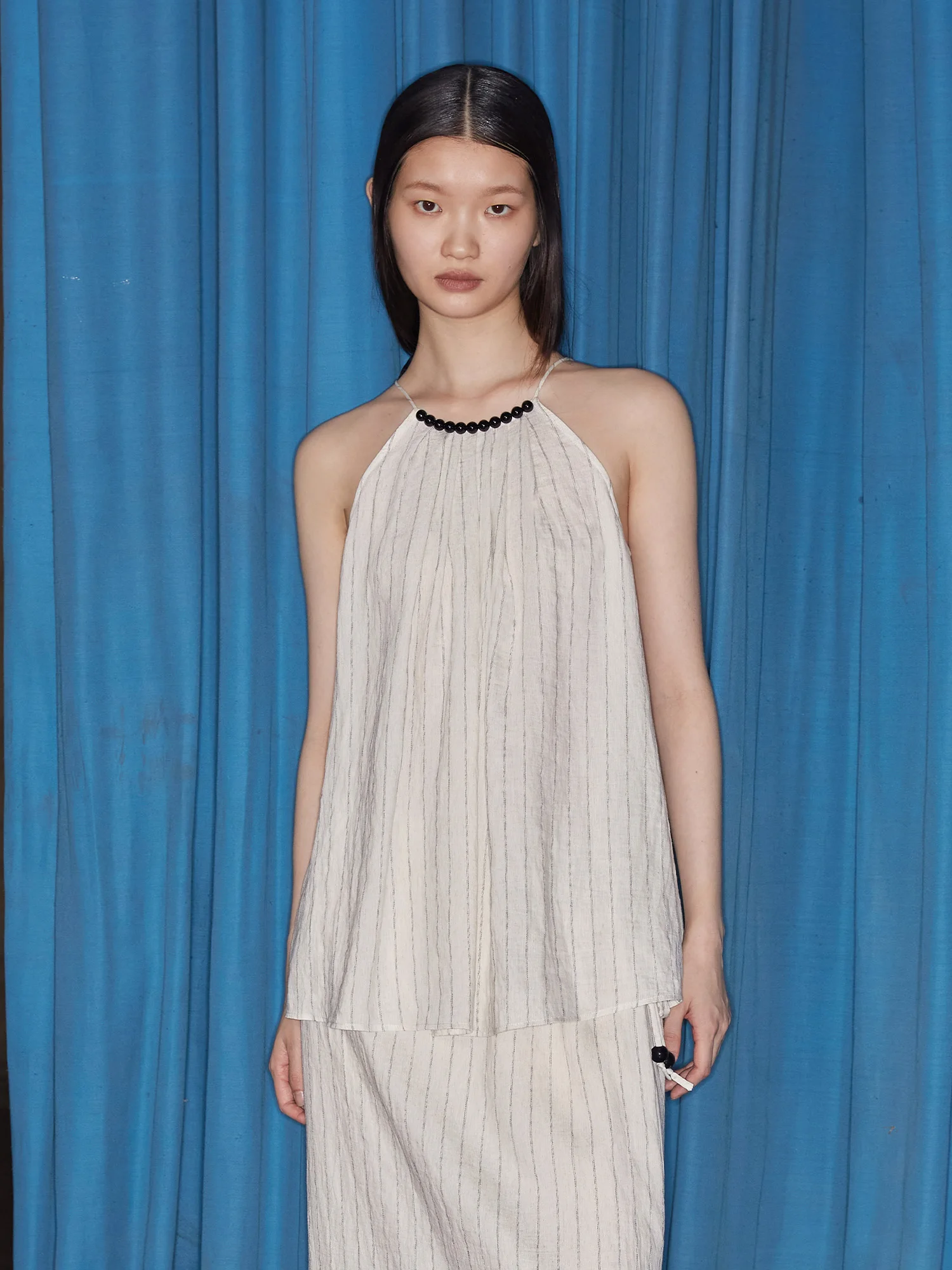 

Faionable PBlueDot oulder Bared A-Line Vest Striped Trendy Top for Summer Women's Clothing Ethnic Sle