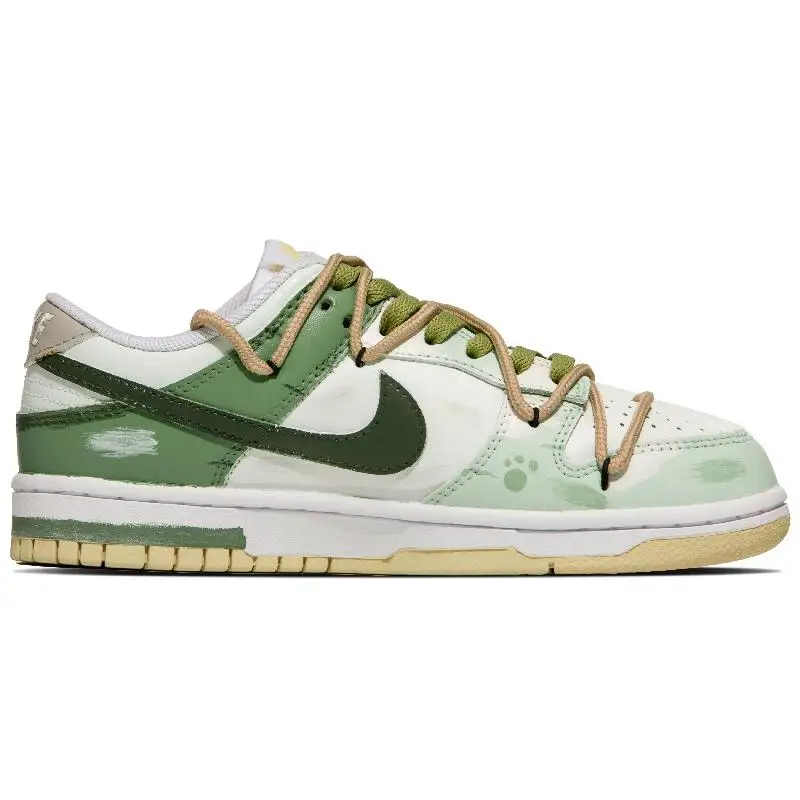 【Customize】Nike Dunk Skateboarding Shoes Men Low-top White/yellow/green Sneakers shoes DV0833-100