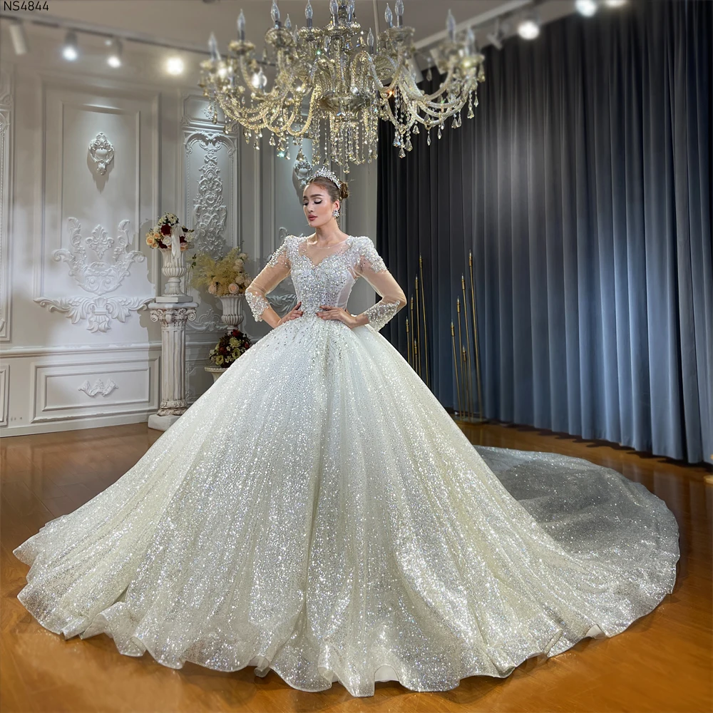 NS4844 Customized Sparkling Wedding Dress Real Sample - AliExpress 320