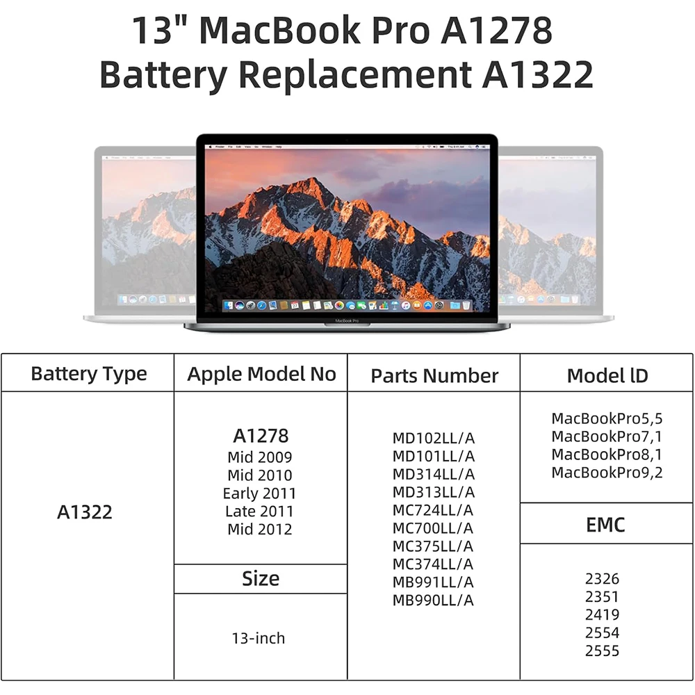 Battery A1278 A1322 for Apple MacBook Pro 13