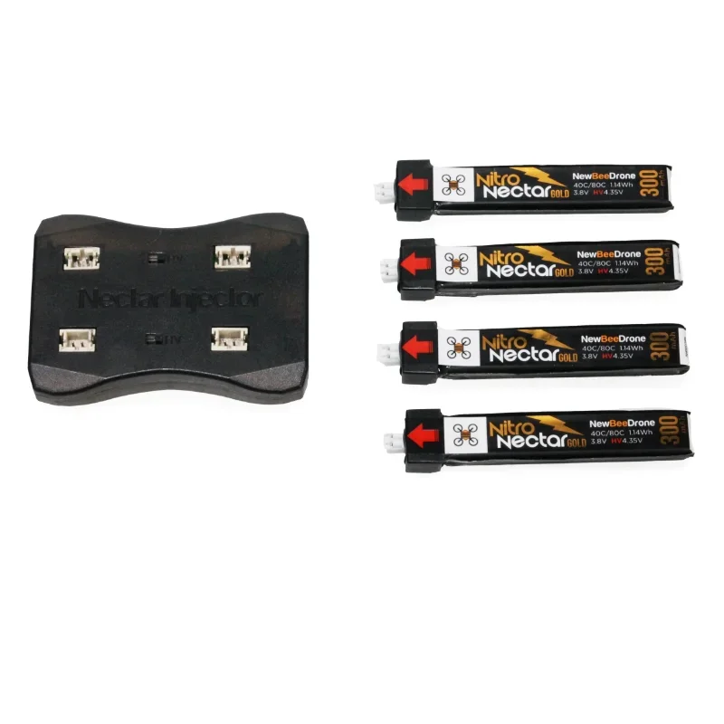 Nitro Nectar Gold Power Package/ 1 Nectar Injector Charger 4 Nitro Nectar Gold 250 OR 300mAh PH2.0 Batteries