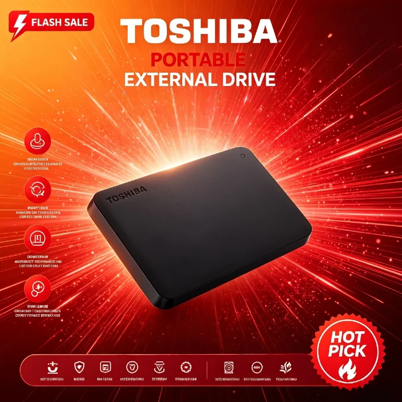Toshiba Canvio Basics A3 2TB USB 3.0 Portable External Hard Drive Matte Black Secure Entertainment Backup Pro Max Ultra