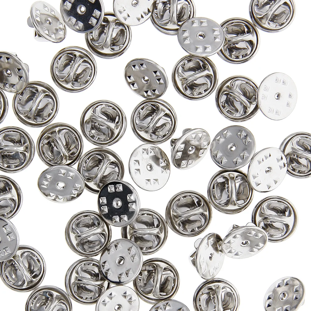 50Pcs/pack Gold Silver Tie Tacks Blank Pins with Clutch Back 10mm Pad and 8mm Post for Tie Tacks Jewelry Making Squeeze Badge