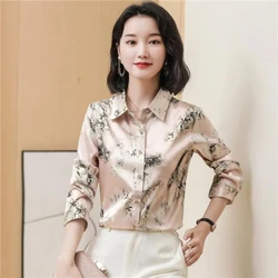 Heavy Duty Real Shirt for Women in Spring New Long Sleeved Professional Print Design Niche Hangzhou Top