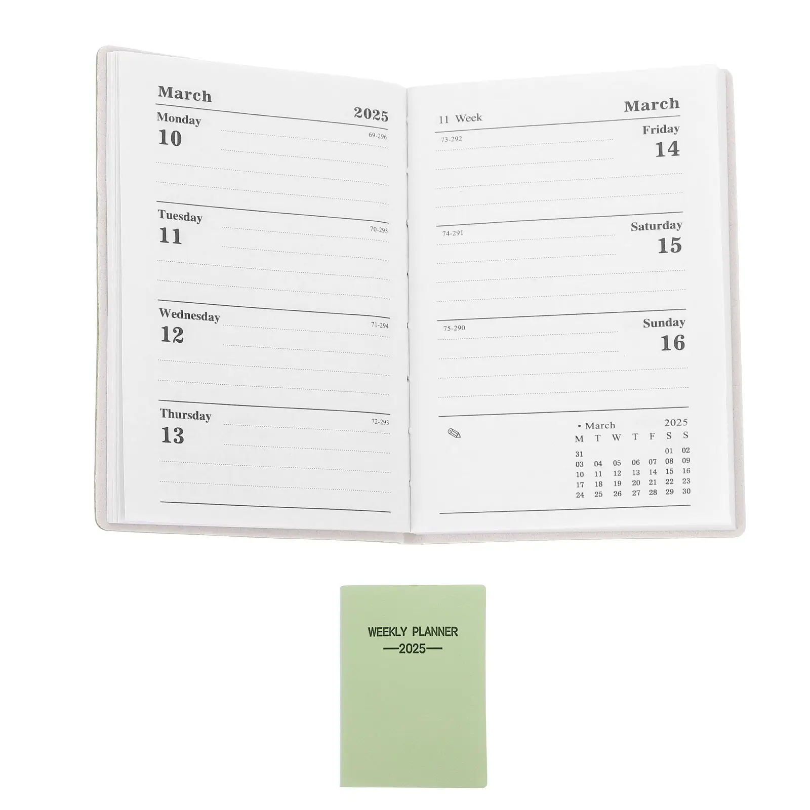 

Mini Pocket Weekly Planner 2025 Undated Light Hardcover Notebook Calendar Office Supplies Thick Paper Monthly