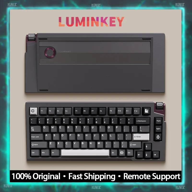 

Оригинальная механическая клавиатура Luminkey75 V2, индивидуальная с возможностью горячей замены, алюминий с ЧПУ, 4000 мАч, 2,4 г, BT, беспроводная ручка управления, клавиатура