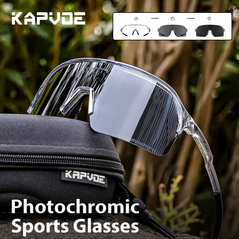 KAPVOE Photochromic Cycling Glasses Outdoor Sports Sunglasses for Man Bicycle Eyewear MTB Road Cycling Women Bike UV400 Goggles