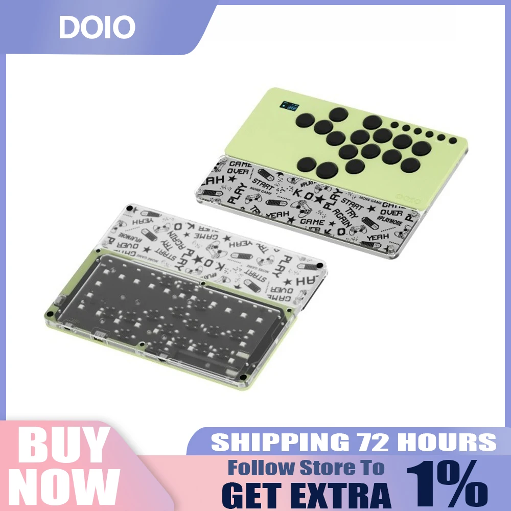 

DOIO KBGM-H06 PRO HITBOX Портативная игровая клавиатура формата А4 из алюминиевого сплава Аркадный джойстик PS4 PS5 Переключатель ПК Steam SF KOF Tekken Подарки
