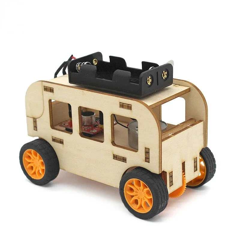 

1pcs Voice-activated Bus Car Technology Handmade DIY Trolley Material Children's Science Education Teaching Aids Assembly Toys