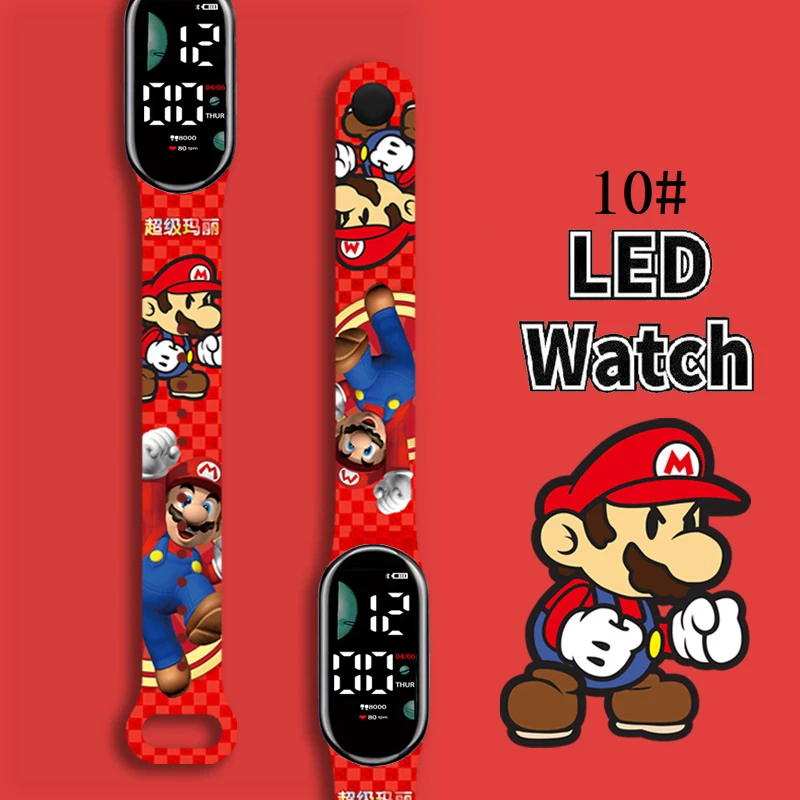 Montres Super Mario Bros pour enfants, Anime Rick Luigi, montre-bracelet Shoous, LED tactile, étanche, montre numérique pour enfants, cadeaux