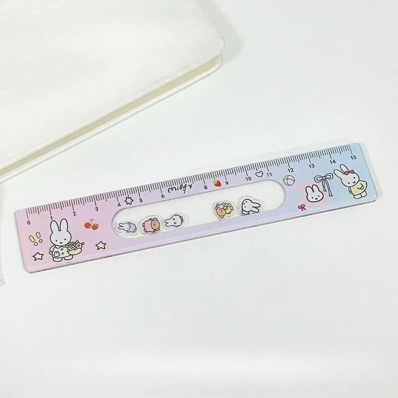 15cm Hot Kawaii Miffy Series Acrylic Ruler Cute Cartoon Character Creativity Printing Pattern Ruler Stationery Reward Gift