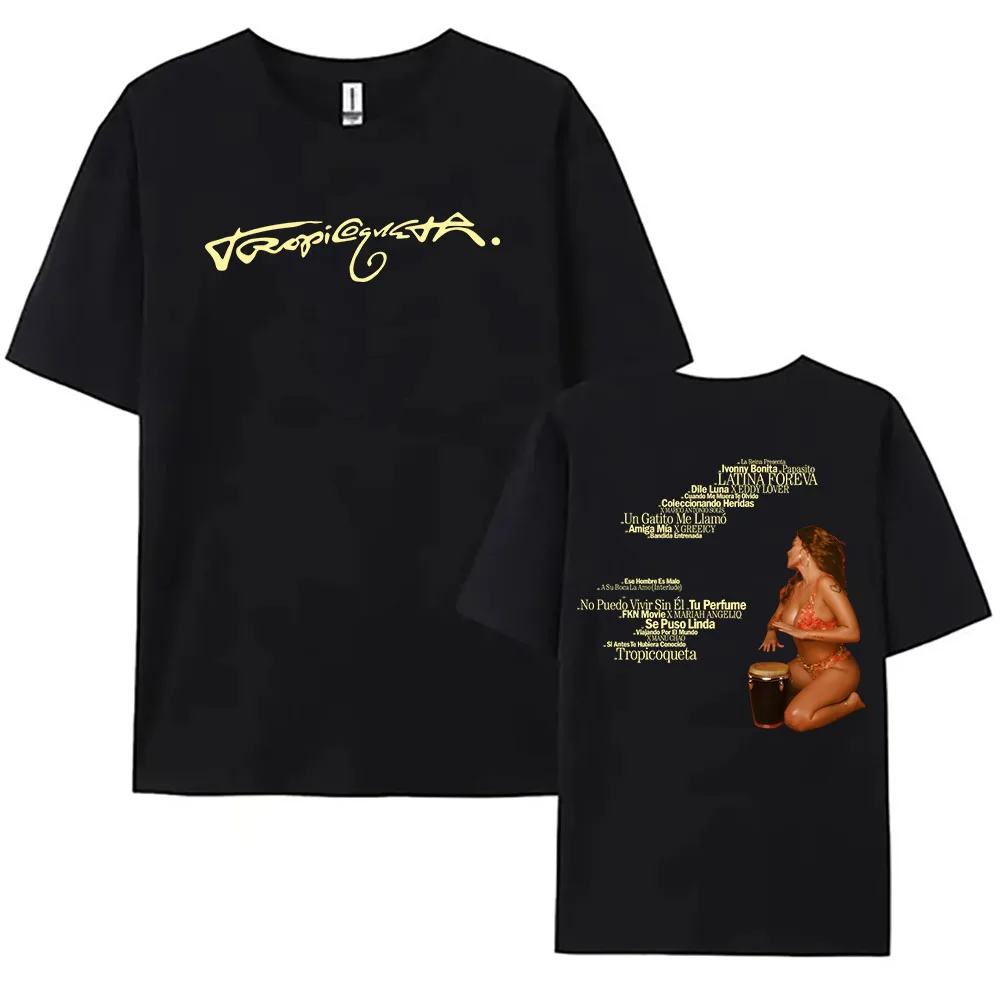 KAROL G Tropicoqueta Tracklist Tee Summer Cotton Short Sleeve Tshirts Women Men Clothing Streetwear Unisex Graphic Print T-shirt