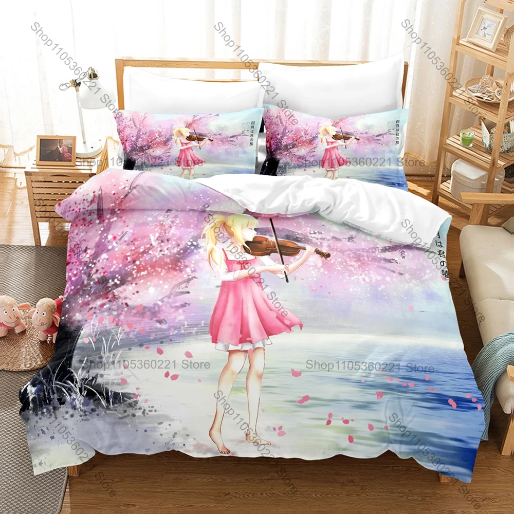 Your Lie In April Printed Bedding Set 3 Pcs Duvet Cover Pillowcase Bedroom Home Decor