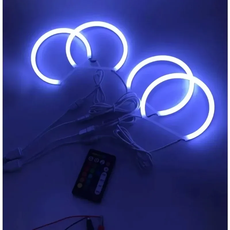 

For BMW E36 E38 E39 E46 2D Coupe HID Headlight RGB 4X131MM LED Cotton Light LED Angel Eyes Kit Halo Ring DRL