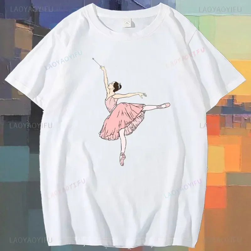 Ballet Practice Printed T-Shirt Short Sleeve Funny Halloween T Shirt Hippie Cute High Quality Cotton Tees Art Women Clothing