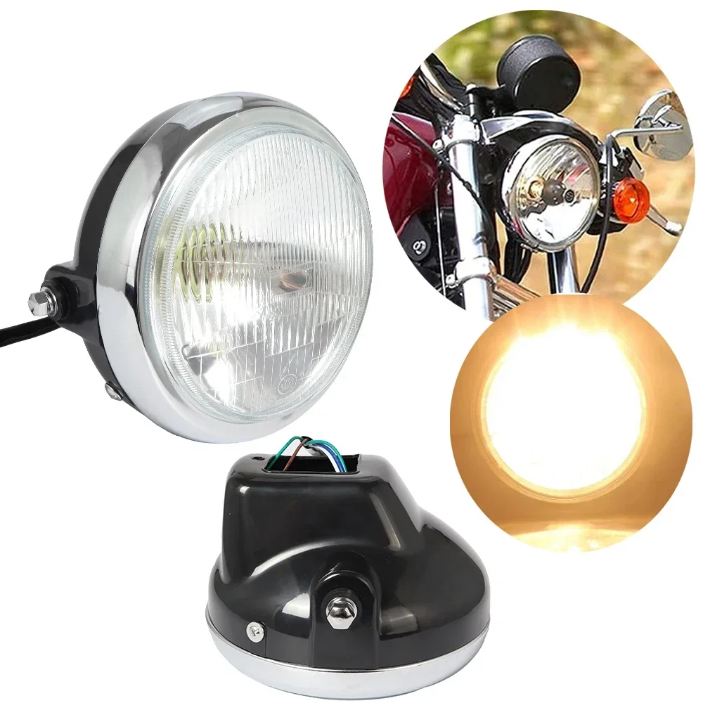 

Universal Round Motorcycle Headlight Front Lamp For Yamaha Suzuki Harley Honda CG125 Cafe Racer Bobber Accessories