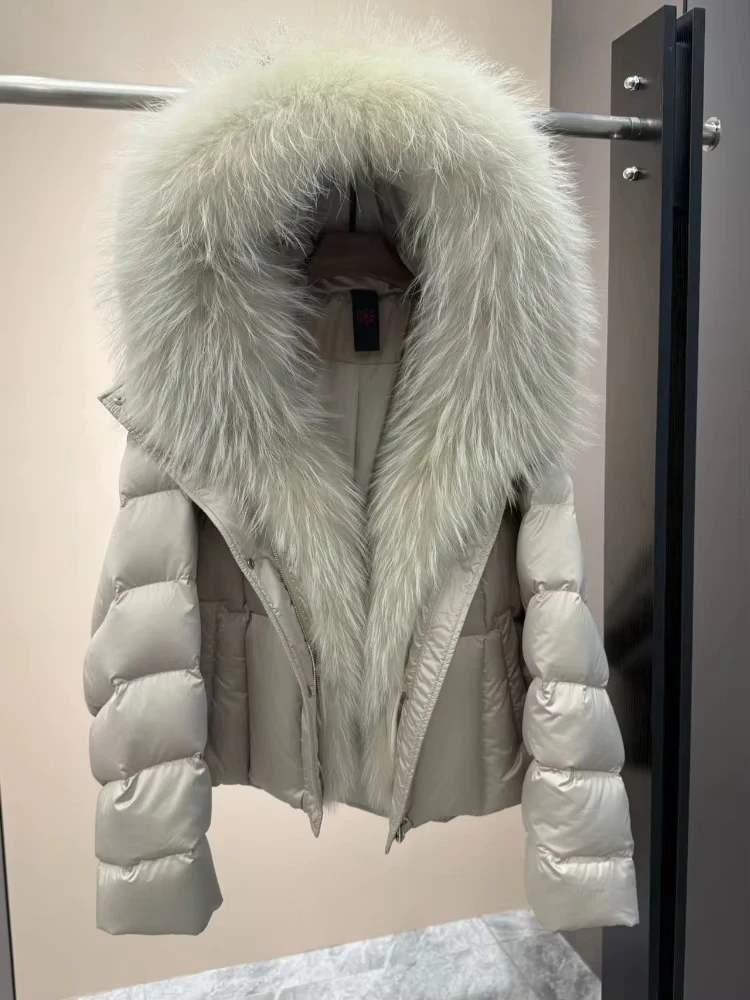 Women's Duck Down Jacket with Fur Collar Lightweight Puffer Women Women's Windproof Winter Puffer Coat Quilted for Everyday Wear
