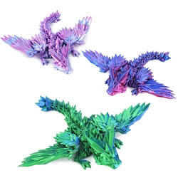 3D printed crystal flying dragon movable joint pterosaur ornament with wings, handmade children's toy