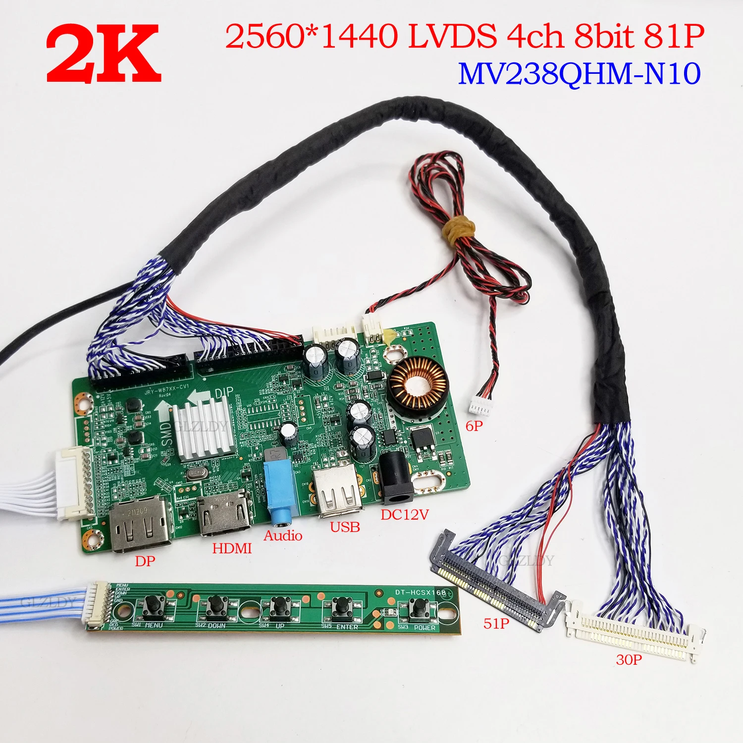 

LCD Controller For MV238QHM-N10 2K 2560*1440 4ch 8bit 81P LVDS LCD Gaming Monitor Driver Board Kit HDMI+DP+USB HDR FREESYN DIY