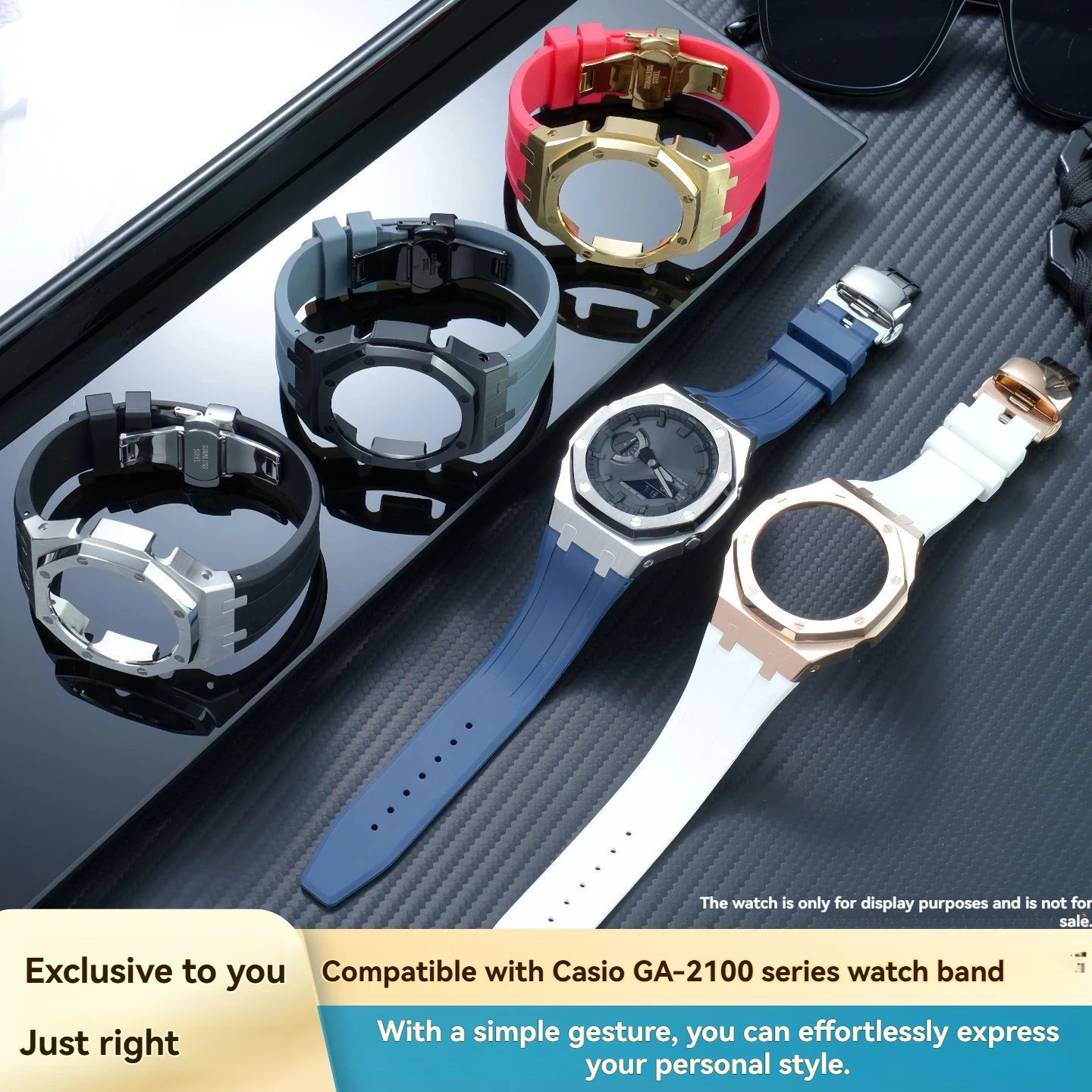 For Casio Replacement Straps for Metal Cases: Farmhouse Oak Classic Octagonal Design  GBM-2100, GM2100, GA2100, GA-B2100